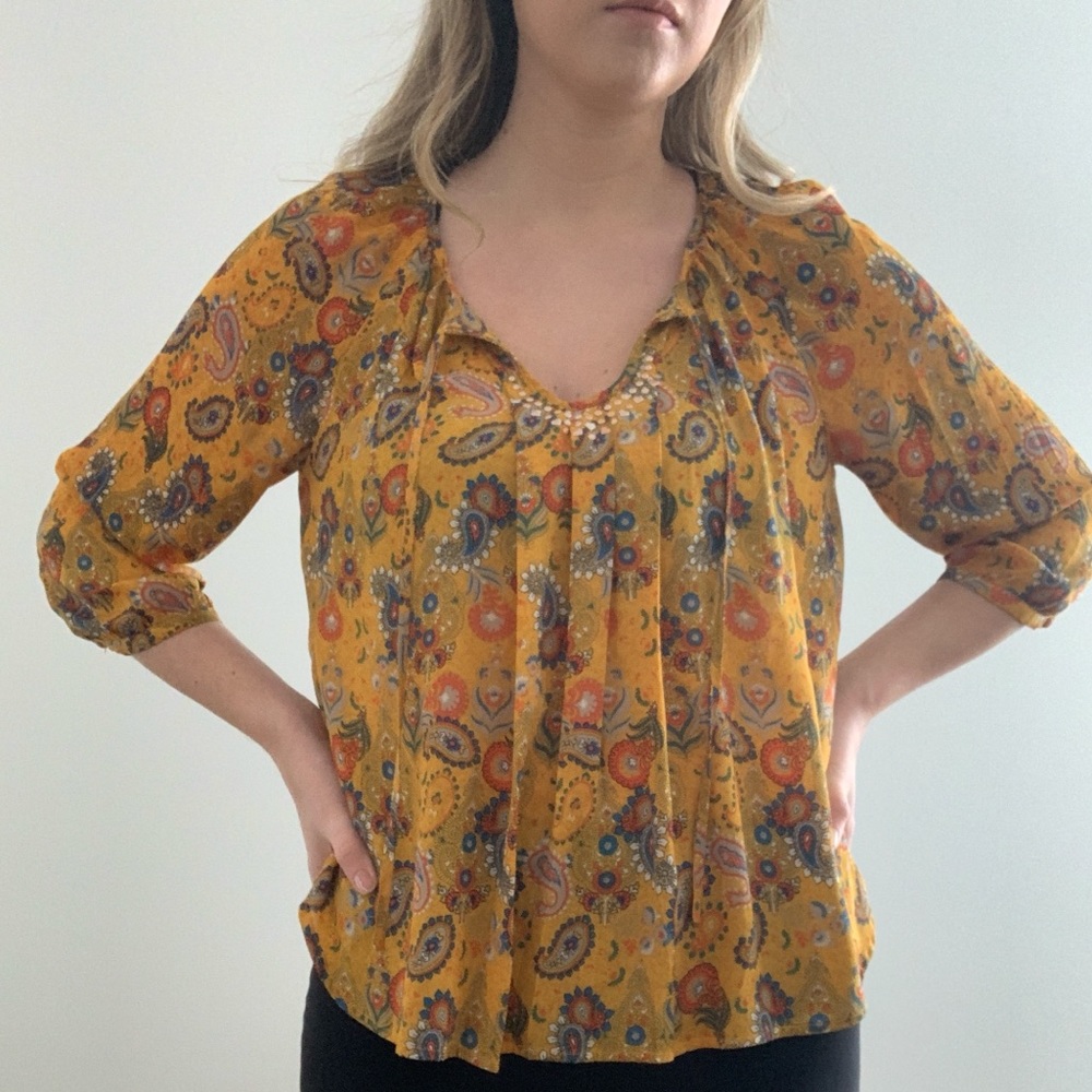 Mustard paisley blouse
